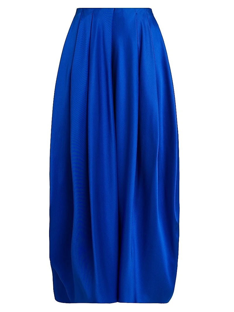 Pleated Silk Satin Skirt