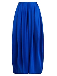 Pleated Silk Satin Skirt