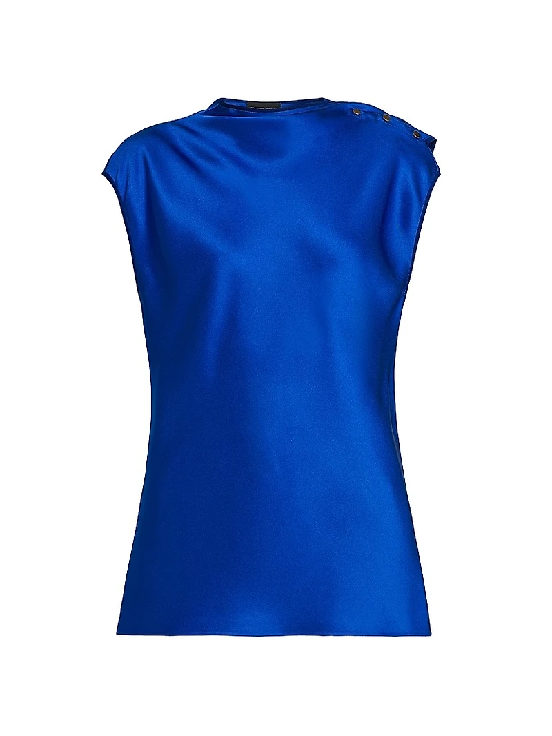 Buttoned Silk Satin Blouse