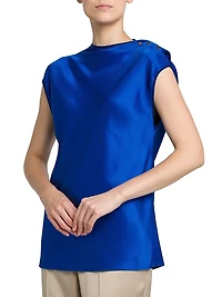 Buttoned Silk Satin Blouse