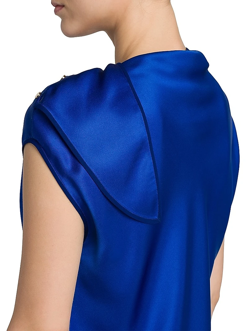 Buttoned Silk Satin Blouse