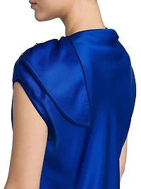 Buttoned Silk Satin Blouse