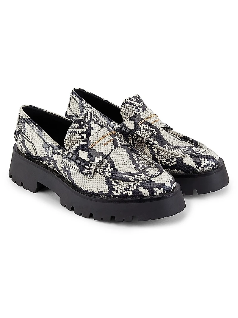 Carter Snake-Print Leather Loafers