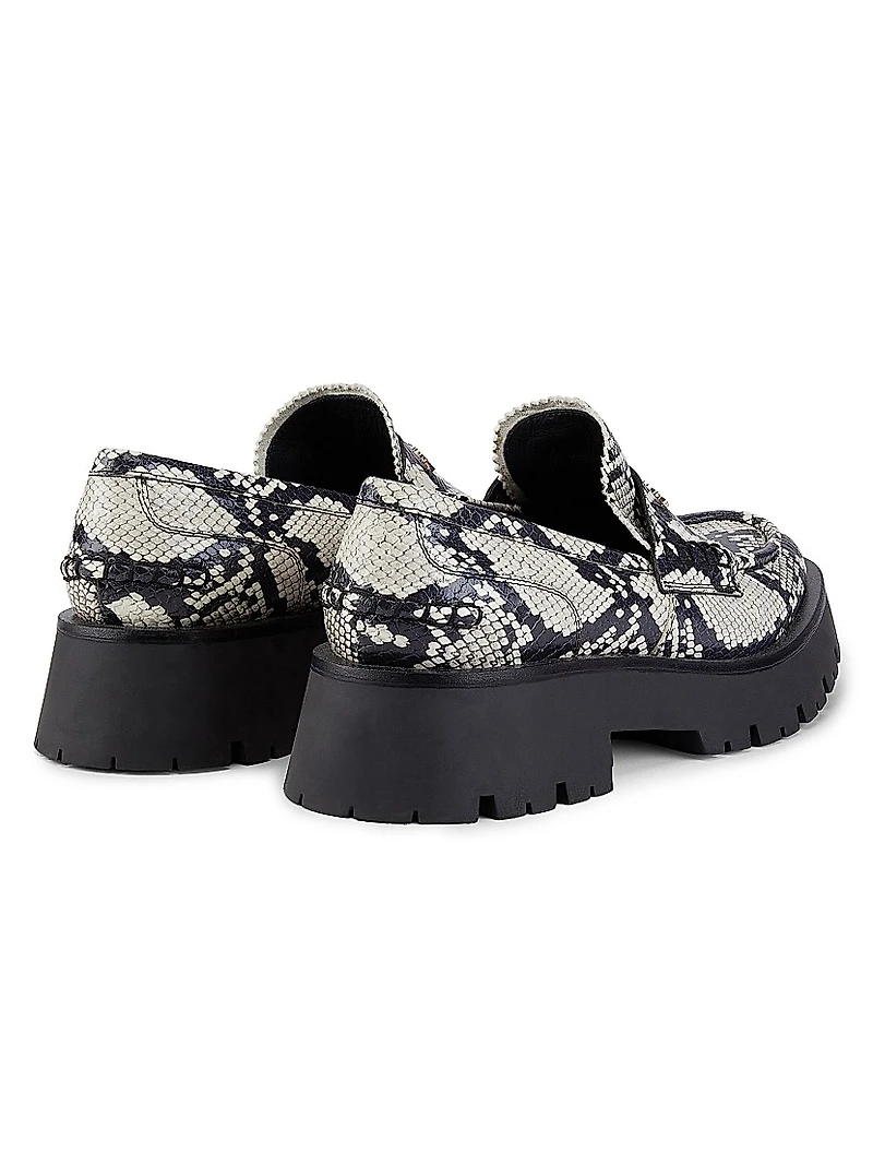 Carter Snake-Print Leather Loafers