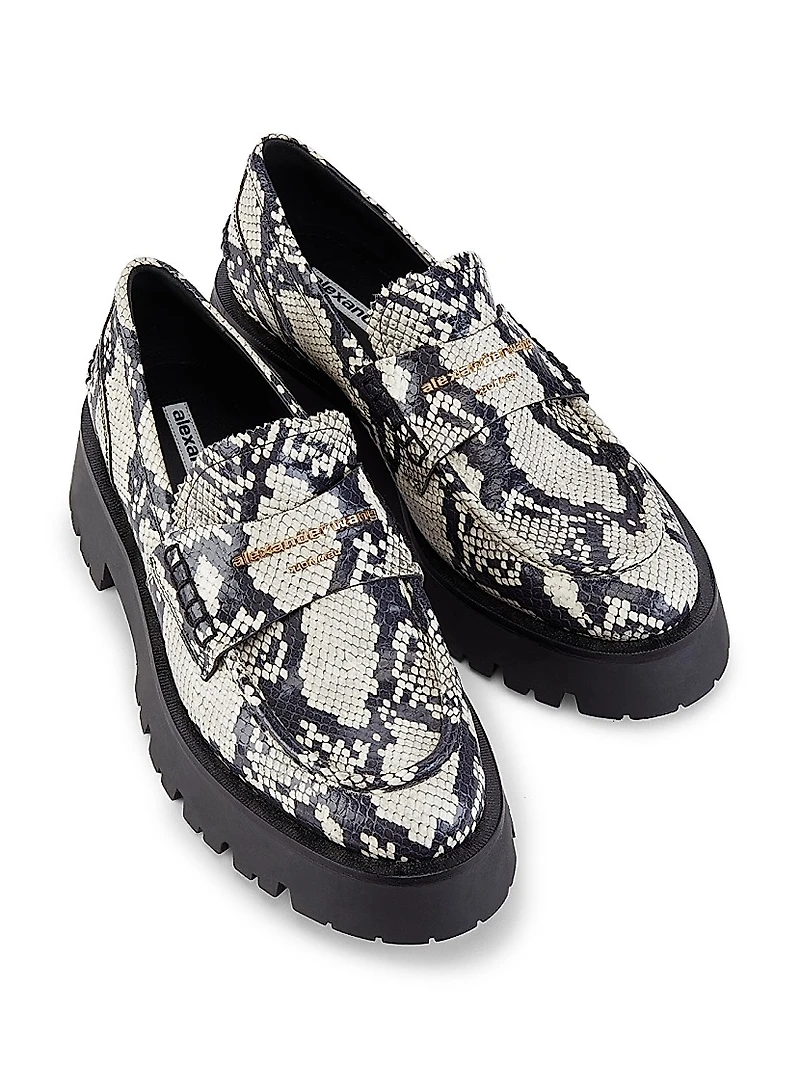 Carter Snake-Print Leather Loafers