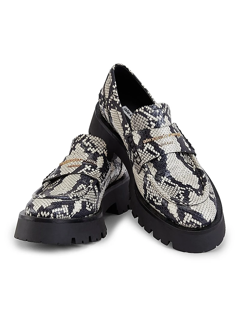 Carter Snake-Print Leather Loafers