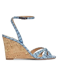 Tati 85MM Striped Wedge Sandals