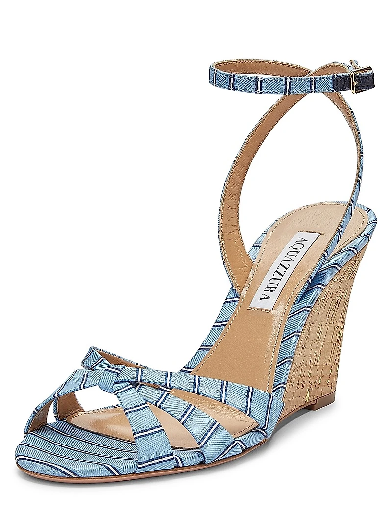 Tati 85MM Striped Wedge Sandals
