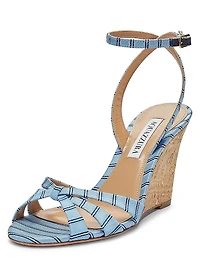 Tati 85MM Striped Wedge Sandals