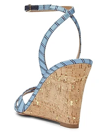 Tati 85MM Striped Wedge Sandals