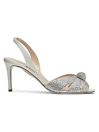 Italian Flirt 75MM Crystal-Embellished Satin & Leather Slingback Sandals