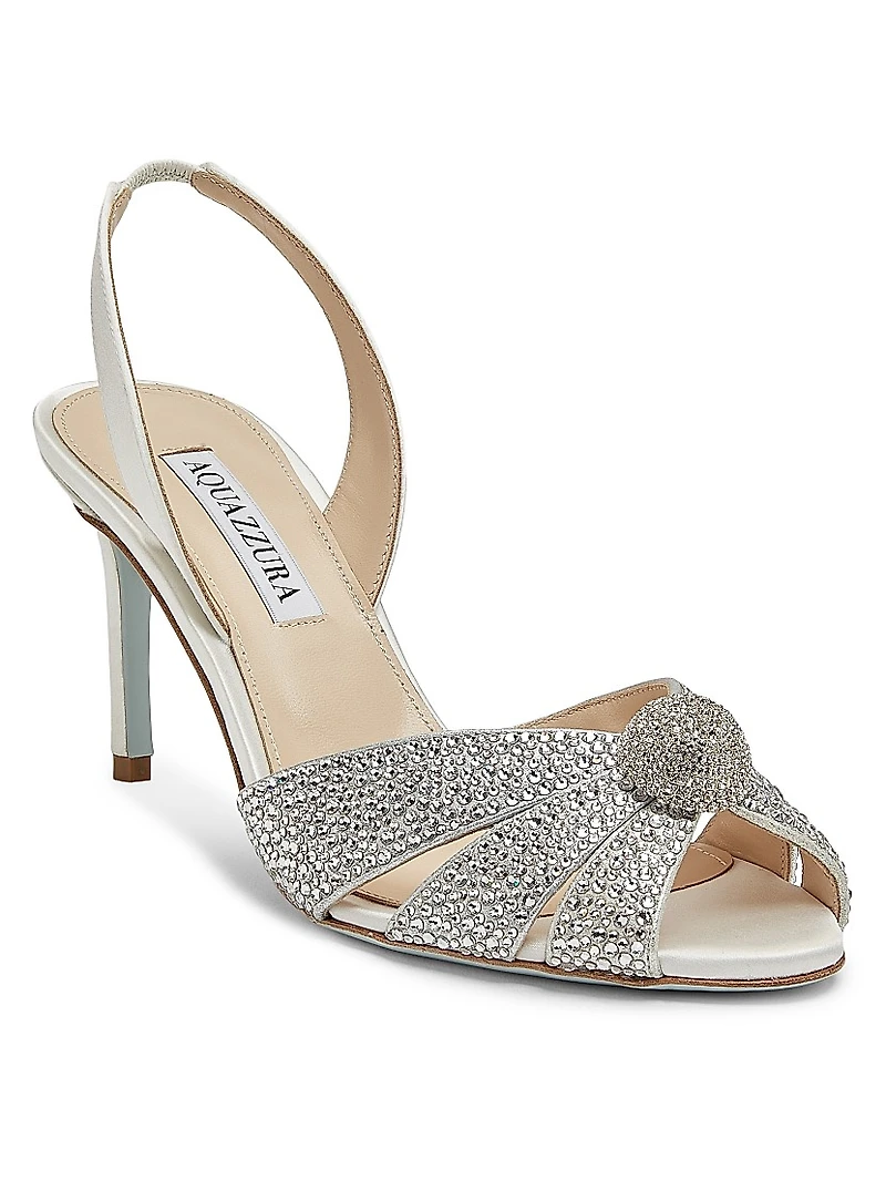 Italian Flirt 75MM Crystal-Embellished Satin & Leather Slingback Sandals