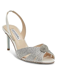 Italian Flirt 75MM Crystal-Embellished Satin & Leather Slingback Sandals