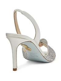 Italian Flirt 75MM Crystal-Embellished Satin & Leather Slingback Sandals