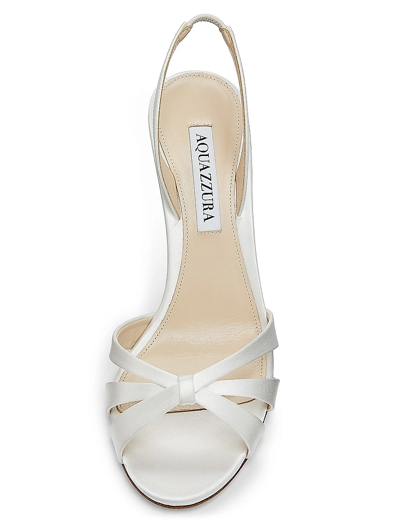 Tati 85MM Satin Leather Slingback Sandals