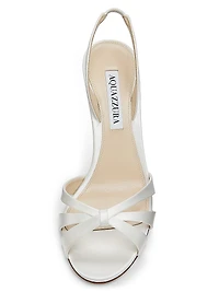 Tati 85MM Satin Leather Slingback Sandals