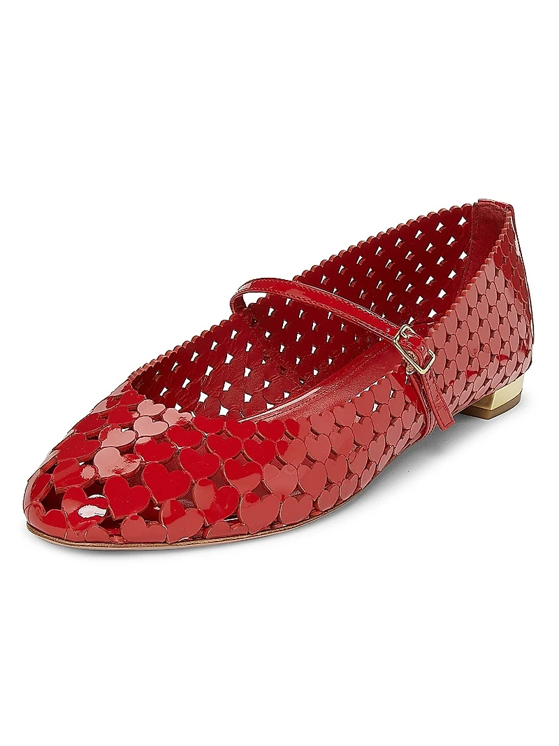 Amourose Perforated Patent Leather Flats