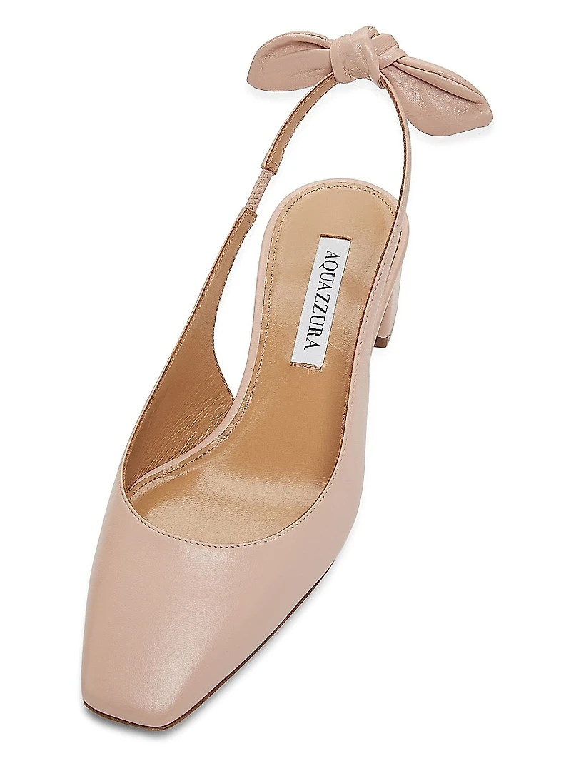 Very Bow-Tie Leather Slingback Pumps