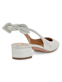 Very Bow-Tie 35MM Metallic Leather Slingbacks