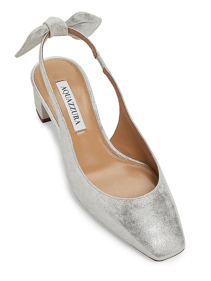 Very Bow-Tie 35MM Metallic Leather Slingbacks
