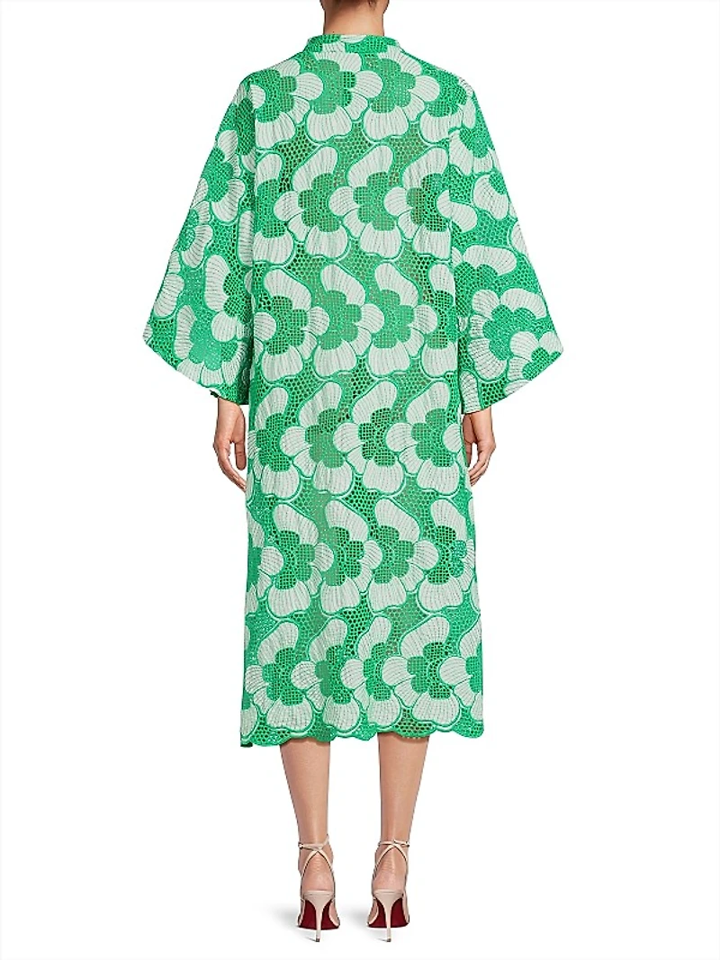 Floral Lace Cotton Maxi Caftan
