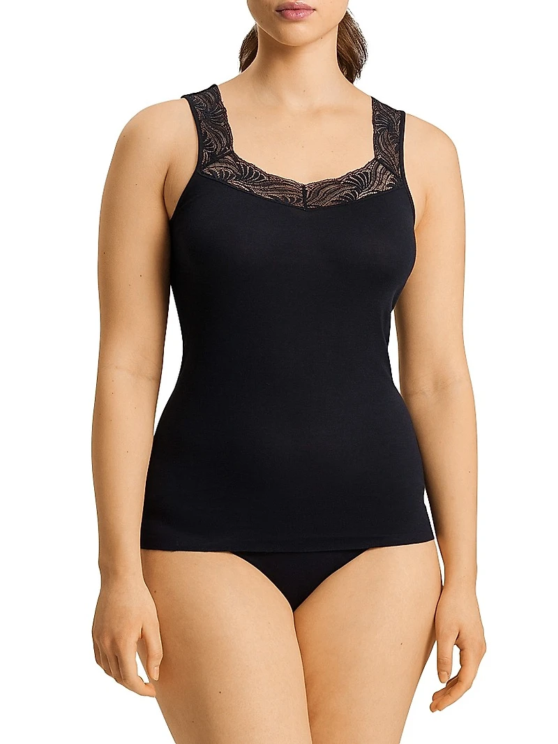 Cotton Delight Lace-Trim Tank