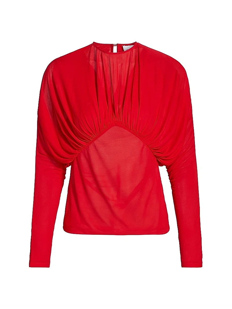 Anve Gathered Long-Sleeve Top