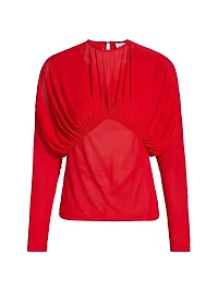Anve Gathered Long-Sleeve Top