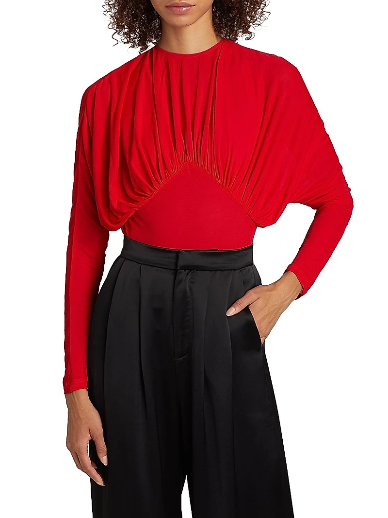 Anve Gathered Long-Sleeve Top