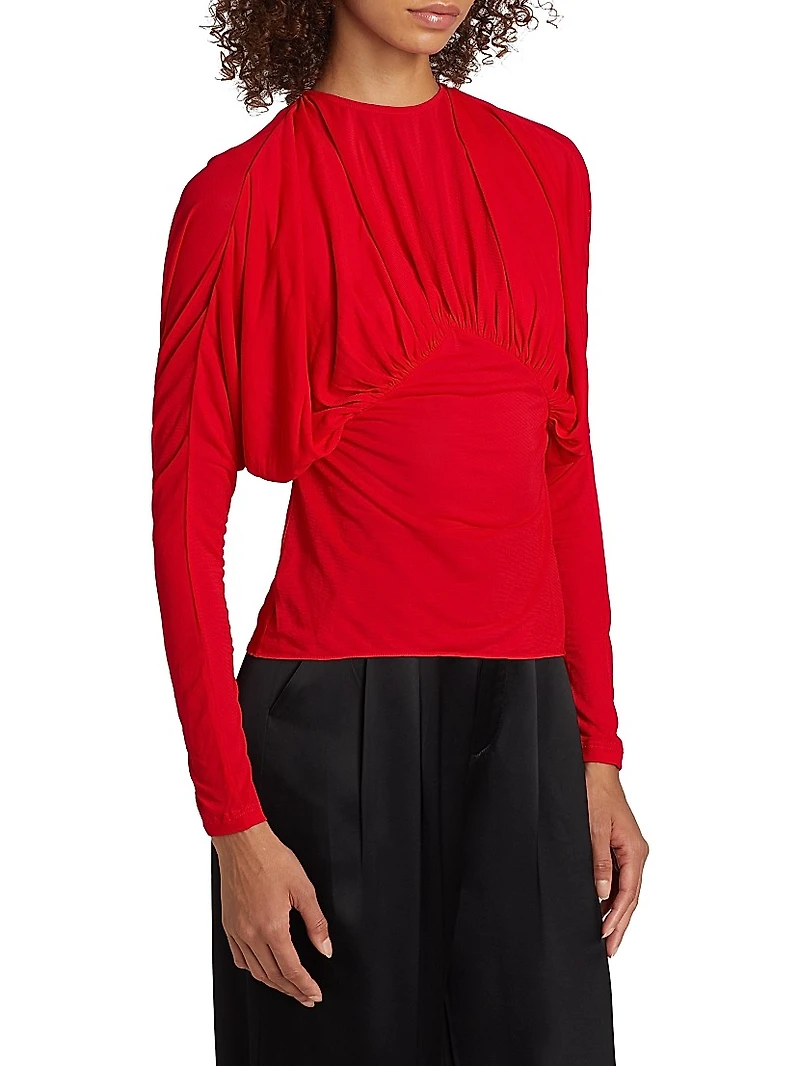 Anve Gathered Long-Sleeve Top
