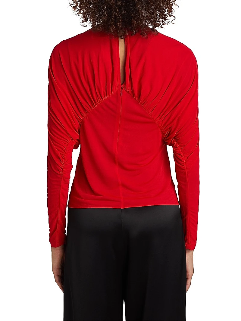 Anve Gathered Long-Sleeve Top