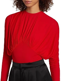 Anve Gathered Long-Sleeve Top