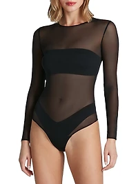 Chic Mesh Long-Sleeve Bodysuit