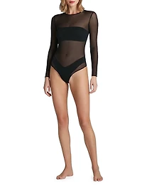 Chic Mesh Long-Sleeve Bodysuit