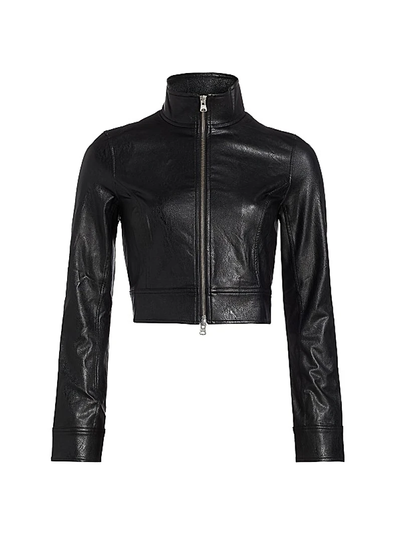 Faux Leather Cropped Biker Jacket
