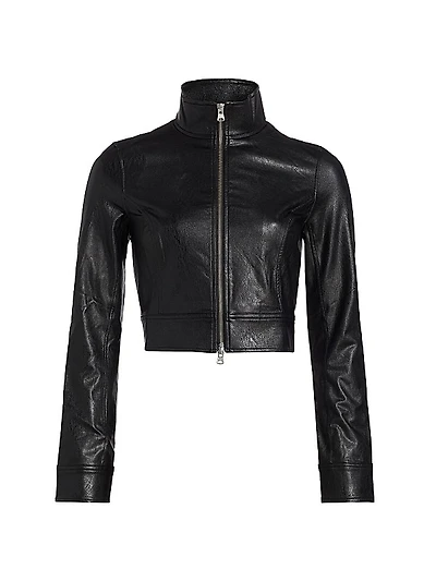 Faux Leather Cropped Biker Jacket