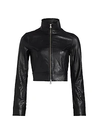 Faux Leather Cropped Biker Jacket