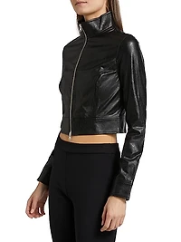 Faux Leather Cropped Biker Jacket