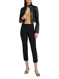 Faux Leather Cropped Biker Jacket