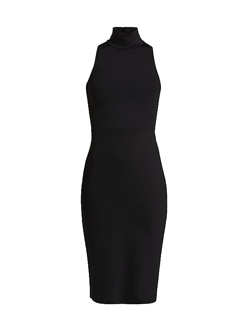Neoprene Turtleneck Midi-Dress