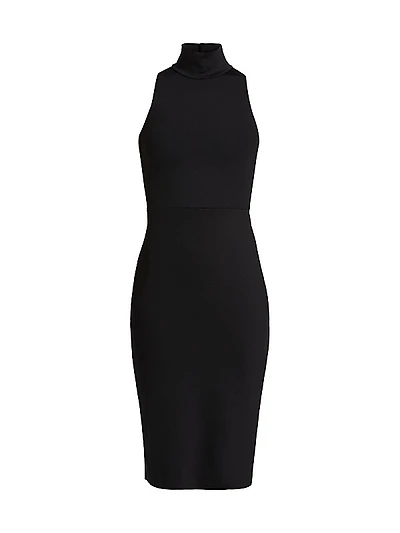 Neoprene Turtleneck Midi-Dress