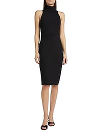 Neoprene Turtleneck Midi-Dress