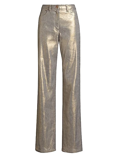 Larissa Metallic Linen-Blend Jeans