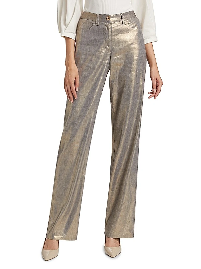 Larissa Metallic Linen-Blend Jeans