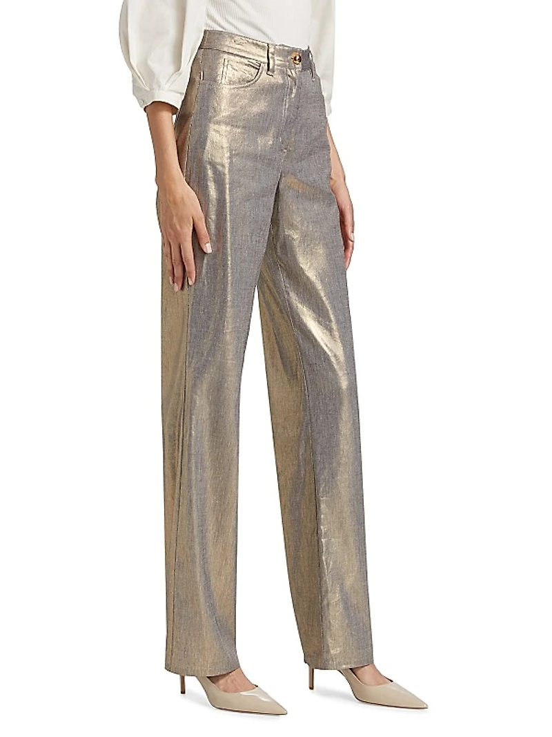 Larissa Metallic Linen-Blend Jeans