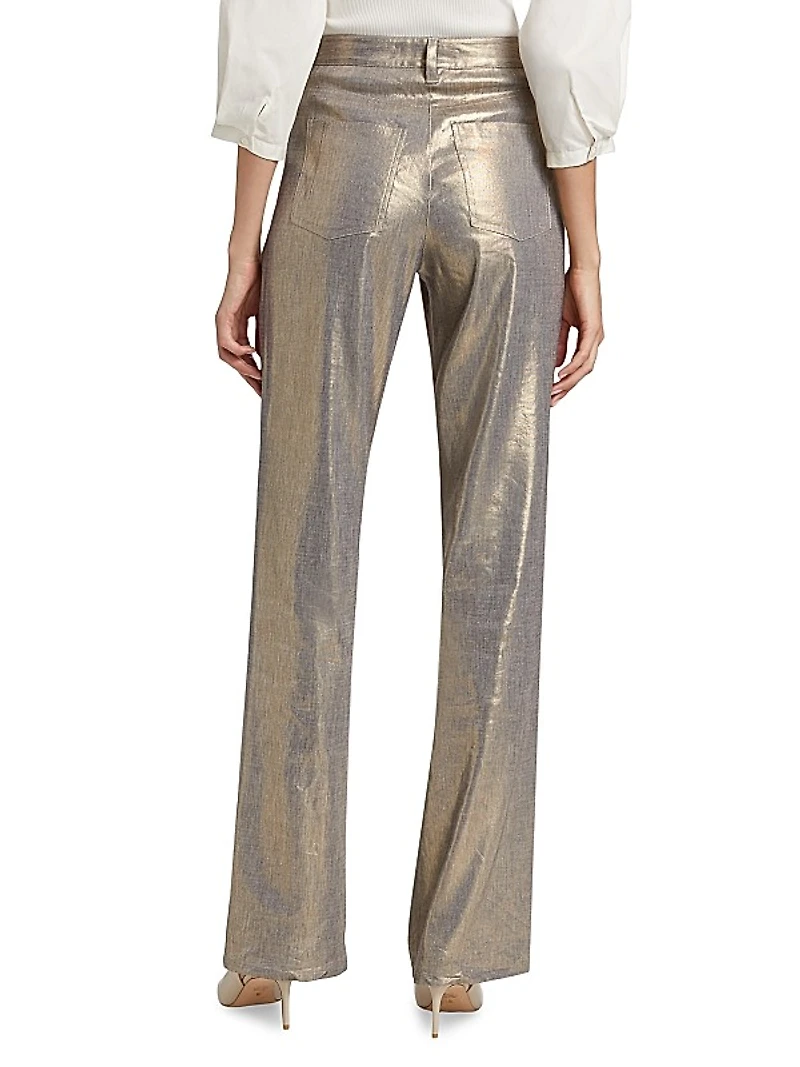 Larissa Metallic Linen-Blend Jeans