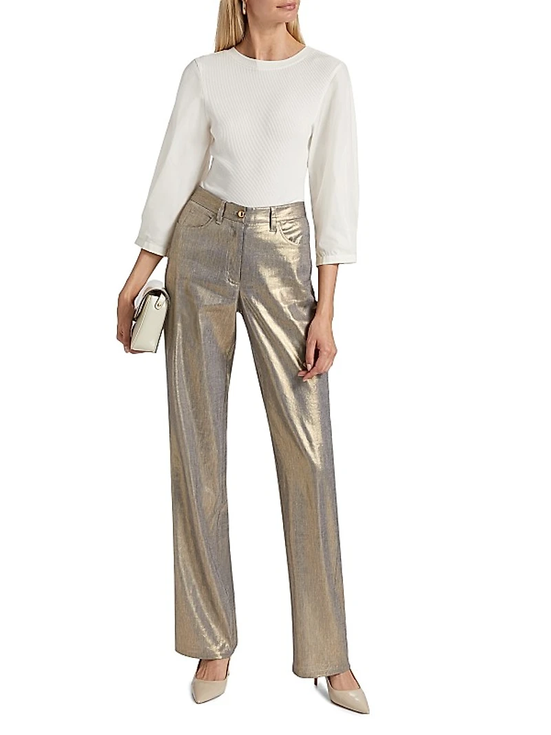 Larissa Metallic Linen-Blend Jeans