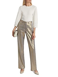 Larissa Metallic Linen-Blend Jeans