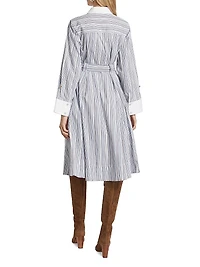 Alana Striped Cotton Long-Sleeve Shirtdress