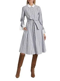 Alana Striped Cotton Long-Sleeve Shirtdress